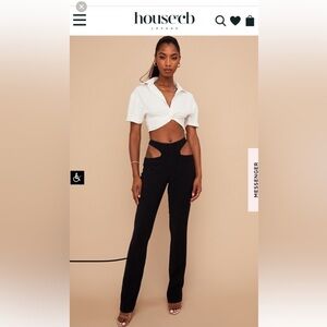 House of CB Black Straight-Leg Cutout Pants